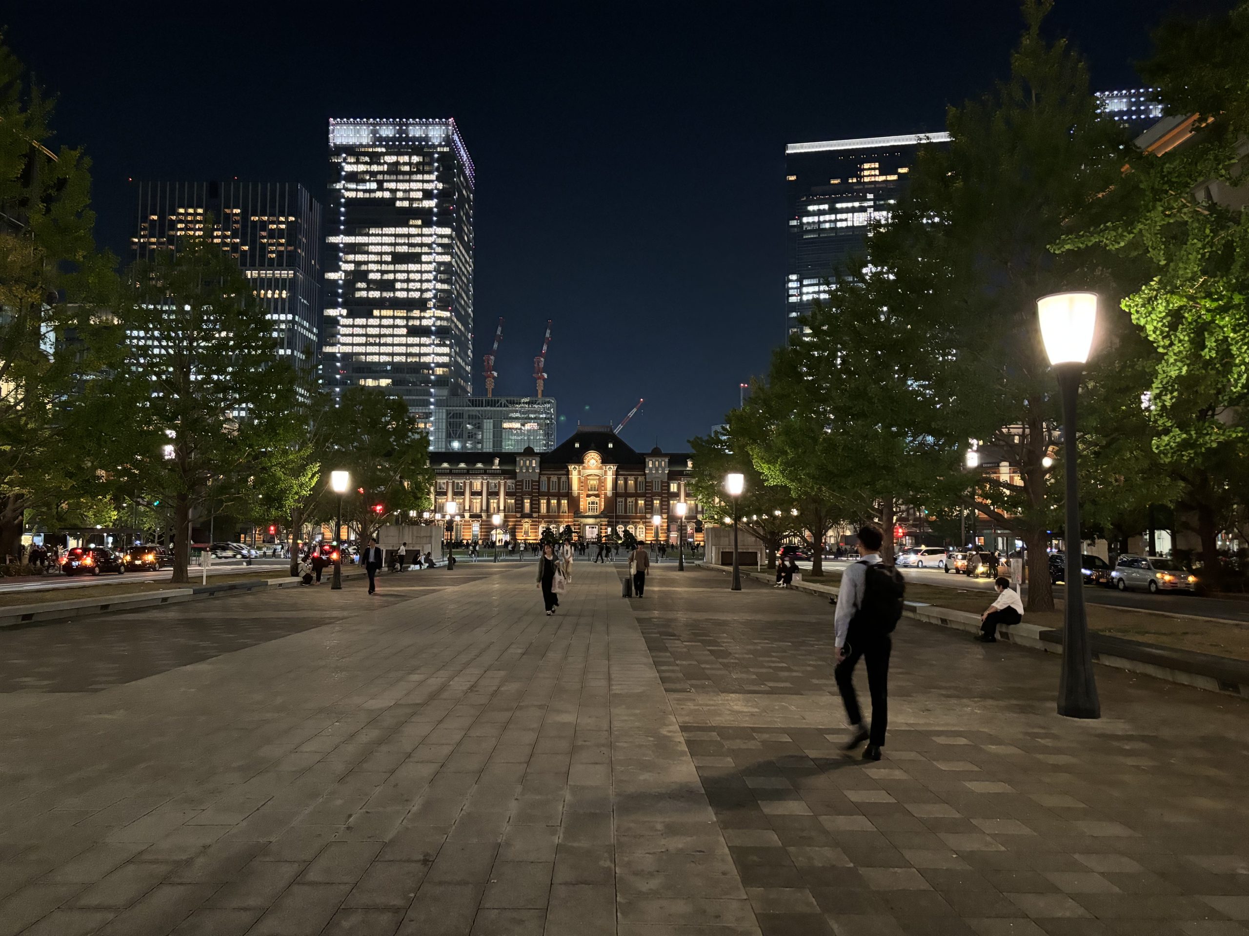 Tokyo Station and city lights