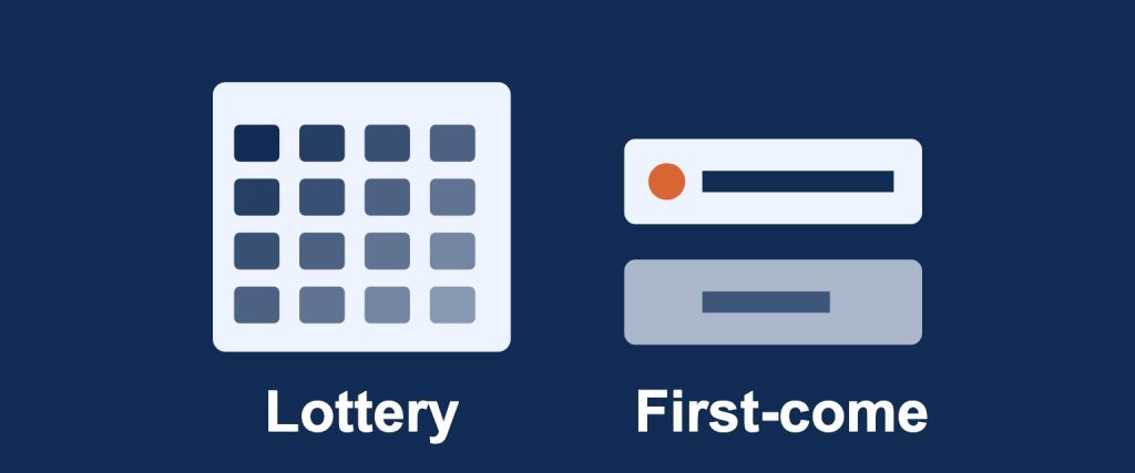 Abstract calendar and sale markers representing lottery and first-come ticket sales